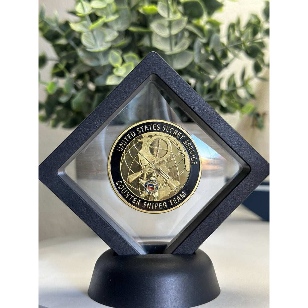 Trump Secret Service Counter Sniper Team Detail Challenge Coin With Display Case