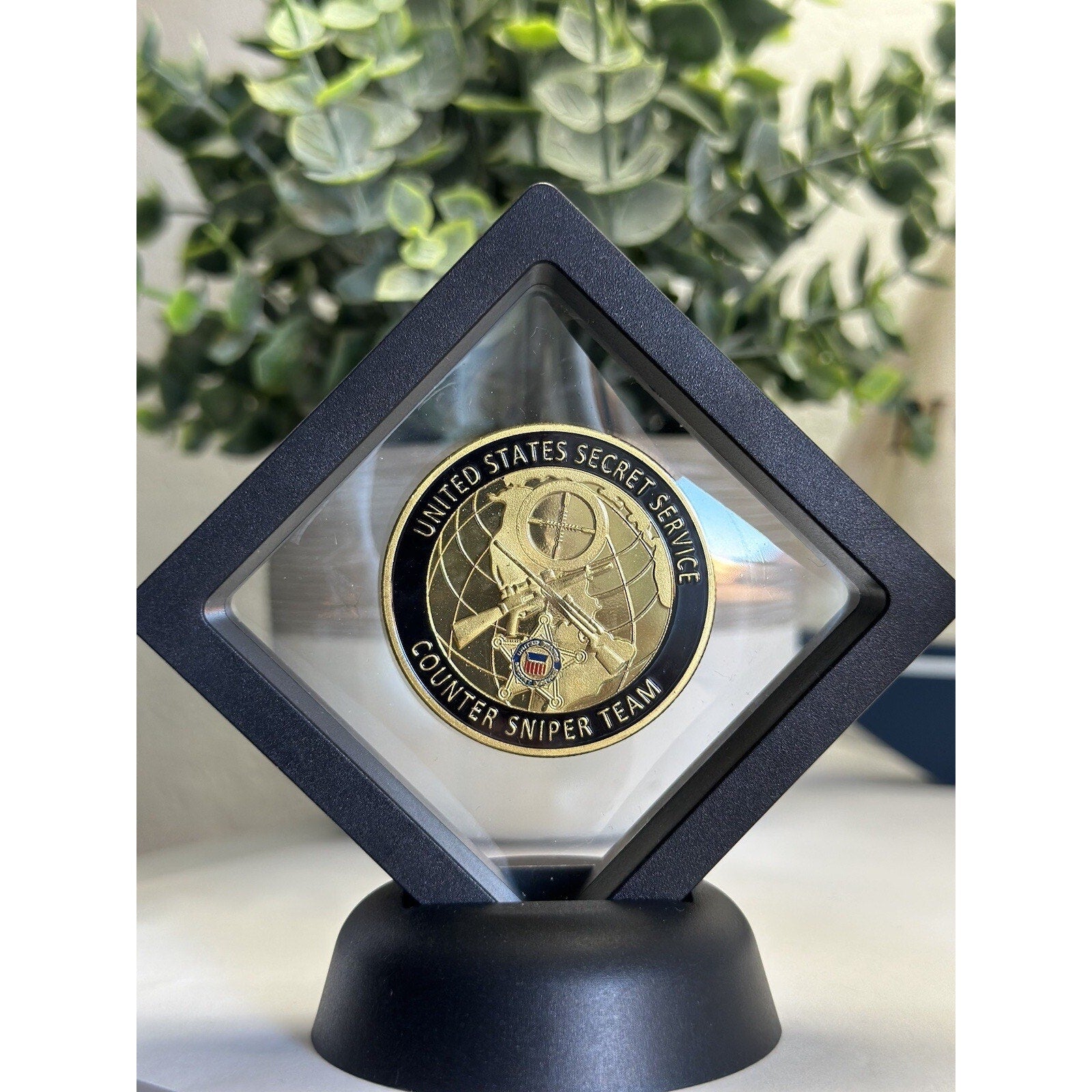 Trump Secret Service Counter Sniper Team Detail Challenge Coin With Display Case