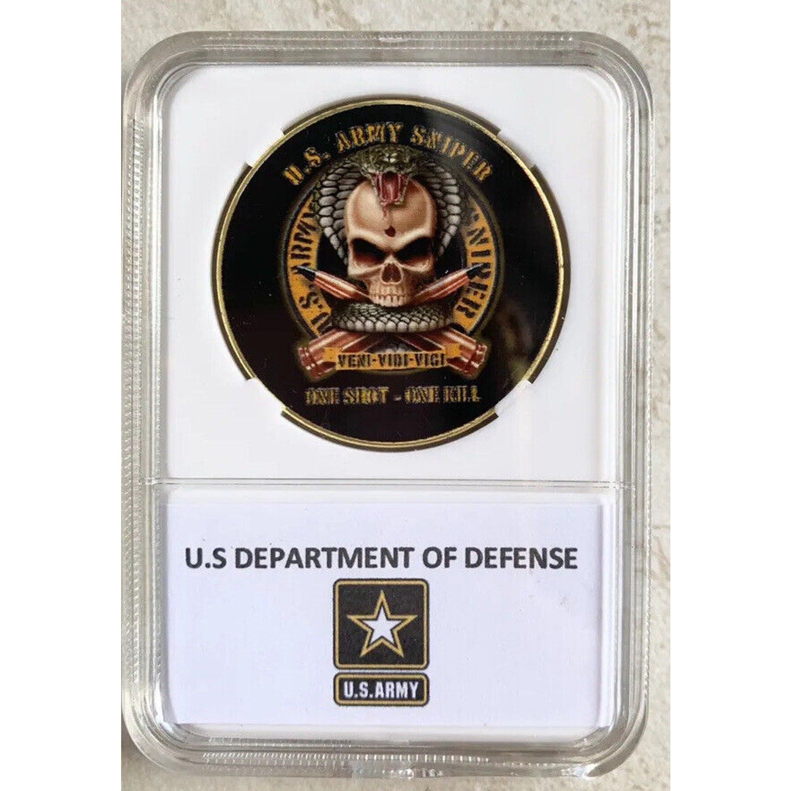 UNITED STATES ARMY Sniper SF Challenge Coin Come With Case Logo