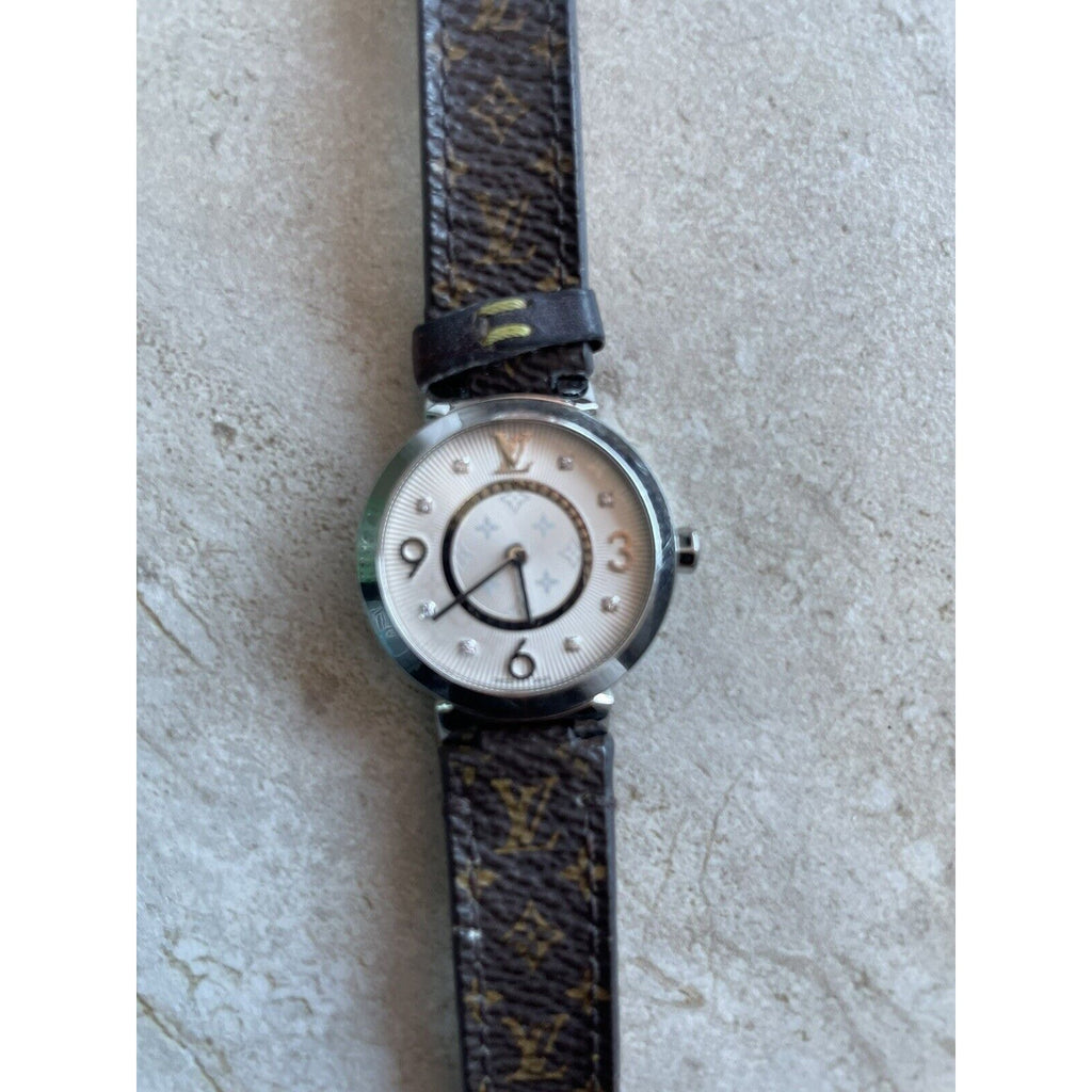 LOUIS VUITTON Tambour Slim Monogram, Quartz, 28mm, Stainless Steel Pre-owned