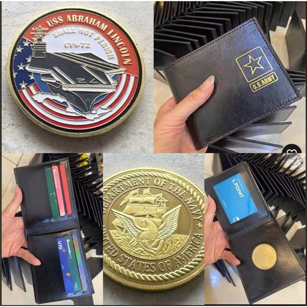 US NAVY USS ABRAHAM LINCOLN CVN-72 With Coin Holder Wallet