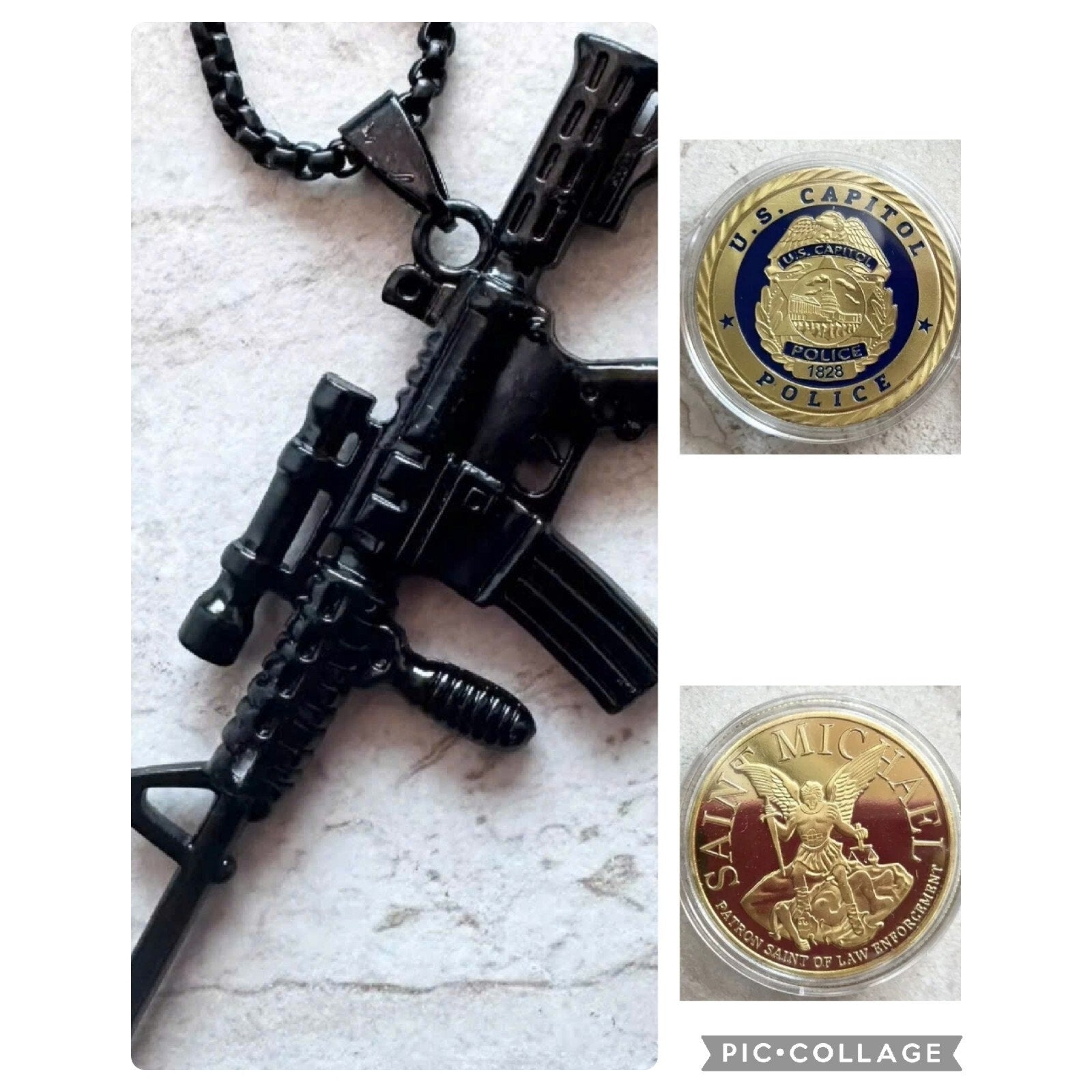2pcs UNITED STATES GOV US CAPITOL POLICE Agency Washington DC And Dog Tag