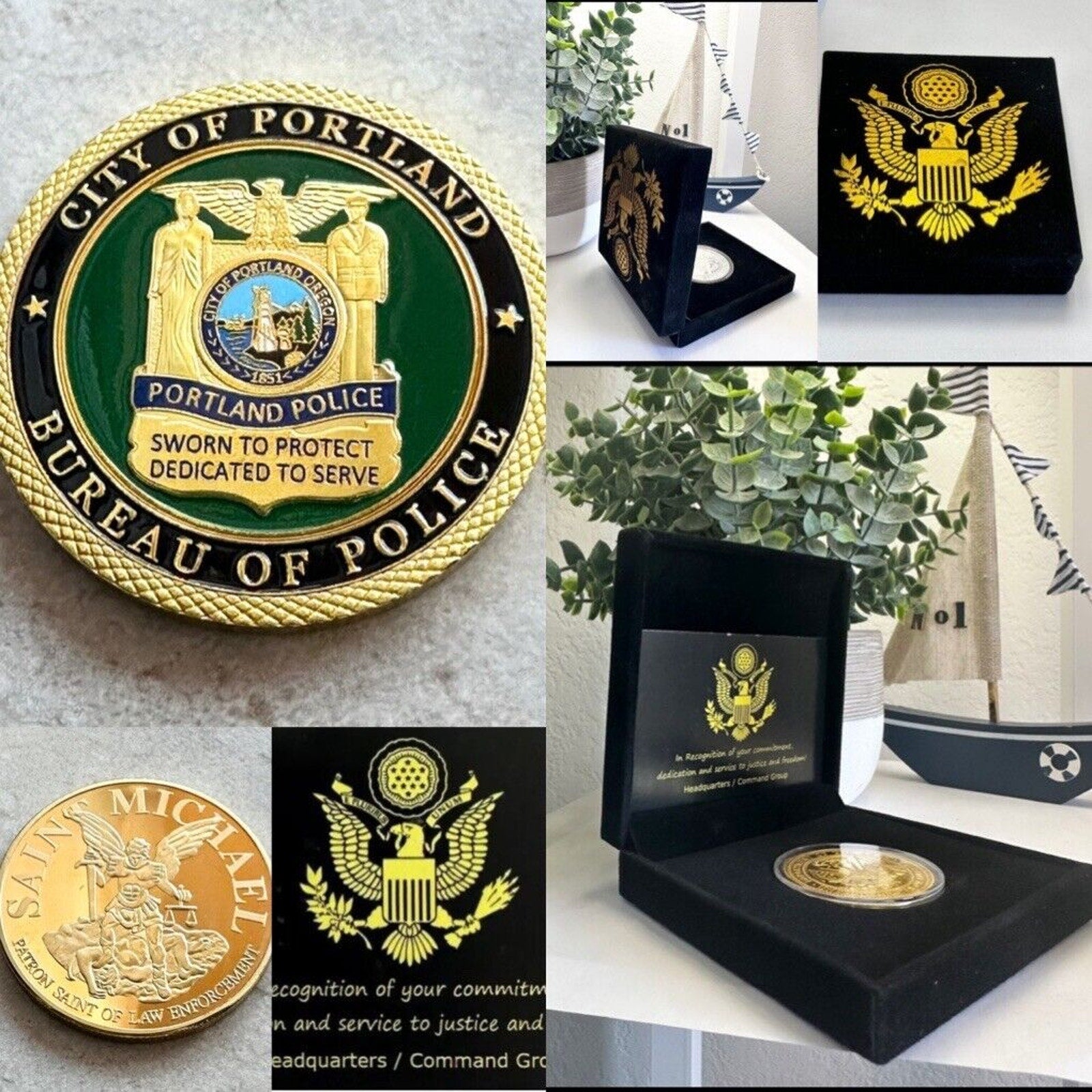 City of Portland Police Dept Challenge Coin With Special Velvet Case