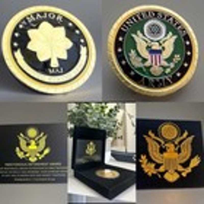 Challenge Coin Army Rank Major Coin USA Army W Presentation Box Retirement Award