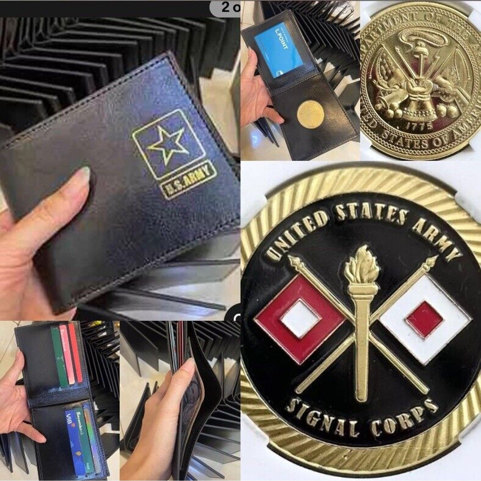 US Army Communications Signal Corps- Case Flag W/Credential coin holder wallet