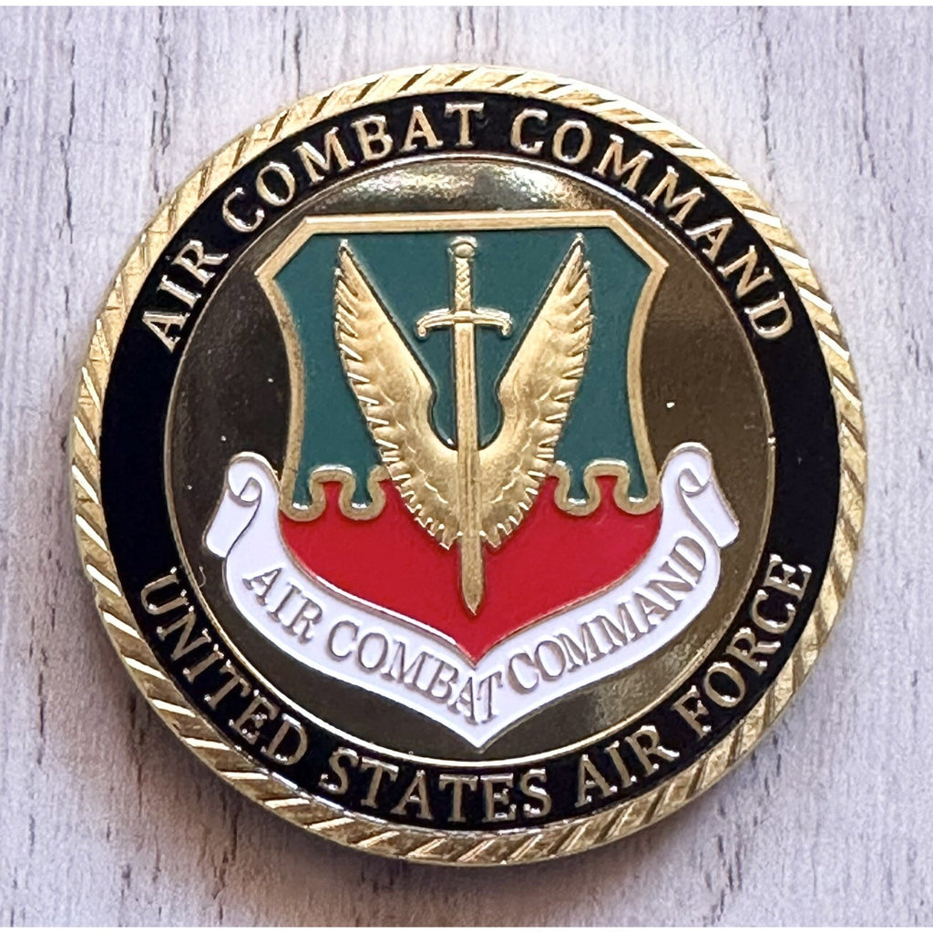 U S AIR FORCE AIR COMBAT COMMAND Challenge Coin USA F w/ Retirement Award