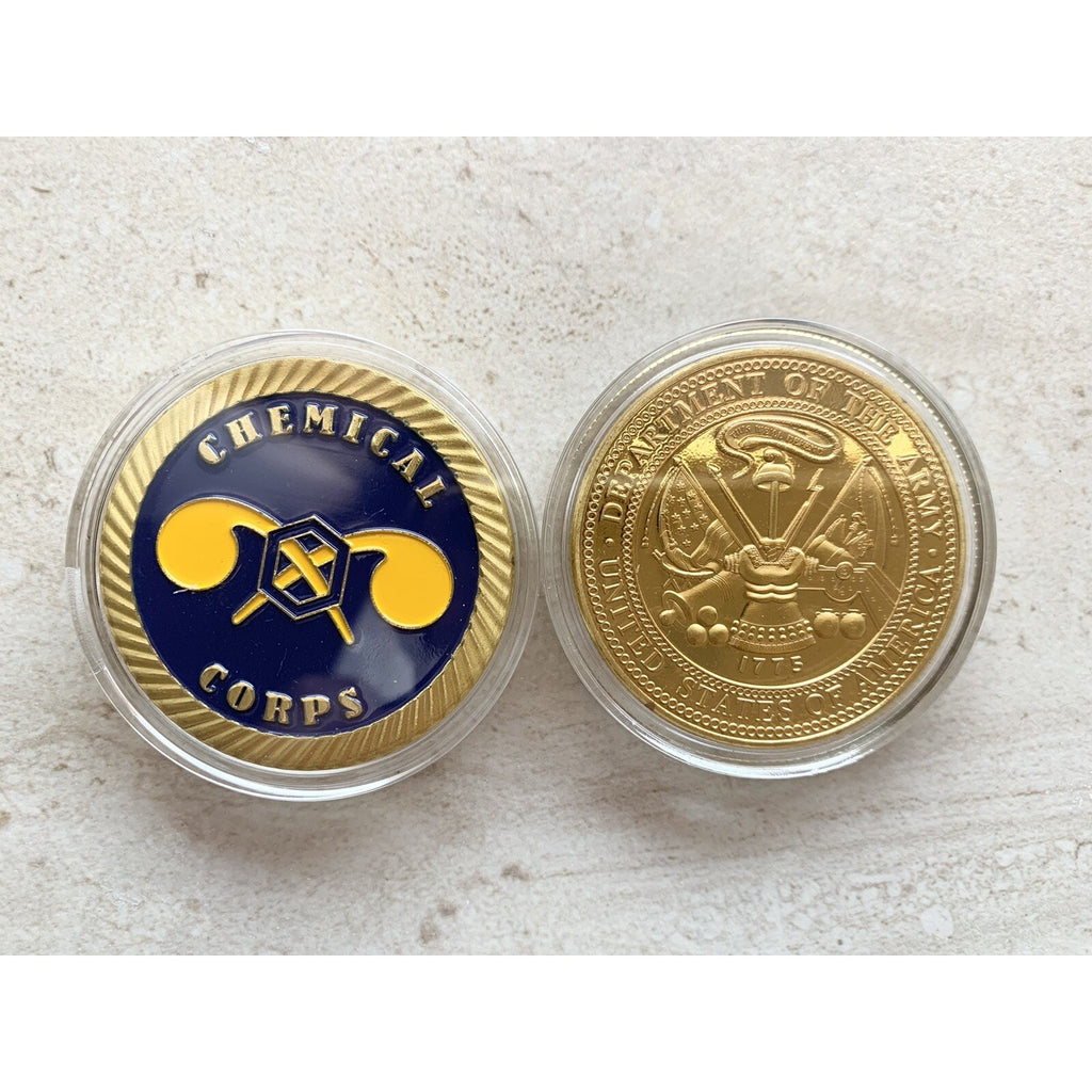 US ARMY Military CHEMICAL CORPS USA Challenge Coin w/ Achievement Award