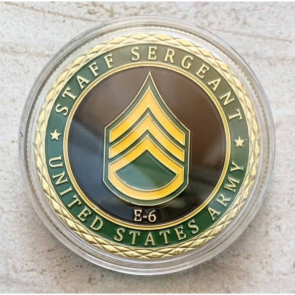 US Army Staff Sergeant E6 Challenge Coin With Special Velvet Case