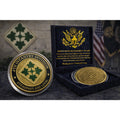 US ARMY 4th INFANTRY DIVISION Challenge Coin w/ Retirement Award