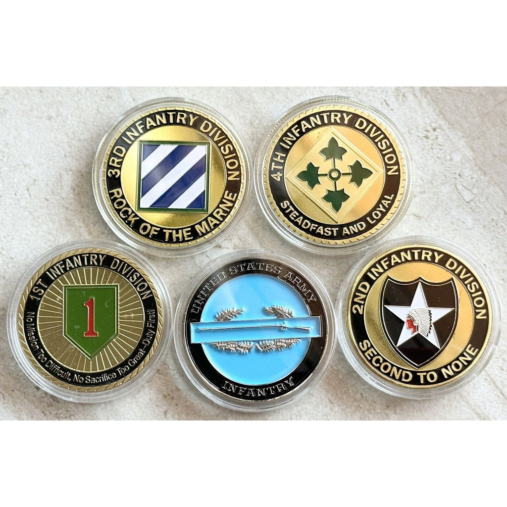 5pcs US Army Challenge Coin Army Combat Infantry Coin! 1st 2nd 3rd 4th Infantry