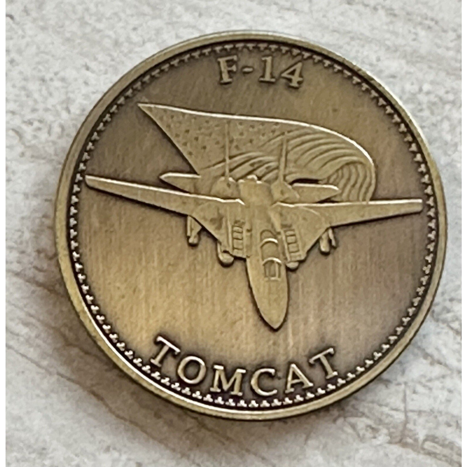 US Navy F-14 Tomcat Challenge Coin United States Navy USN w/ Retirement Award