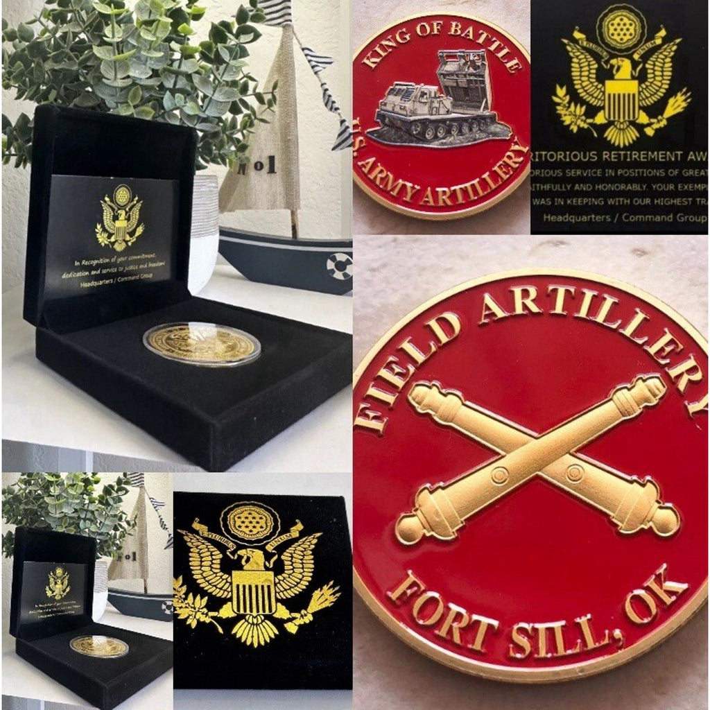 NEW U.S. Army Field Artillery, Fort Sill, OK Coin With Retirement Award