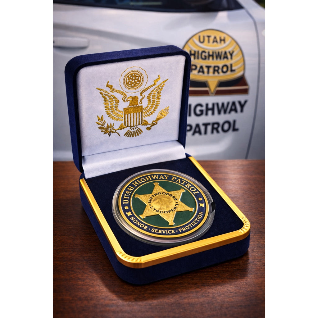 Utah Highway Patrol Challenge Coin With Blue Velvet Case. New! Fast Shipping!