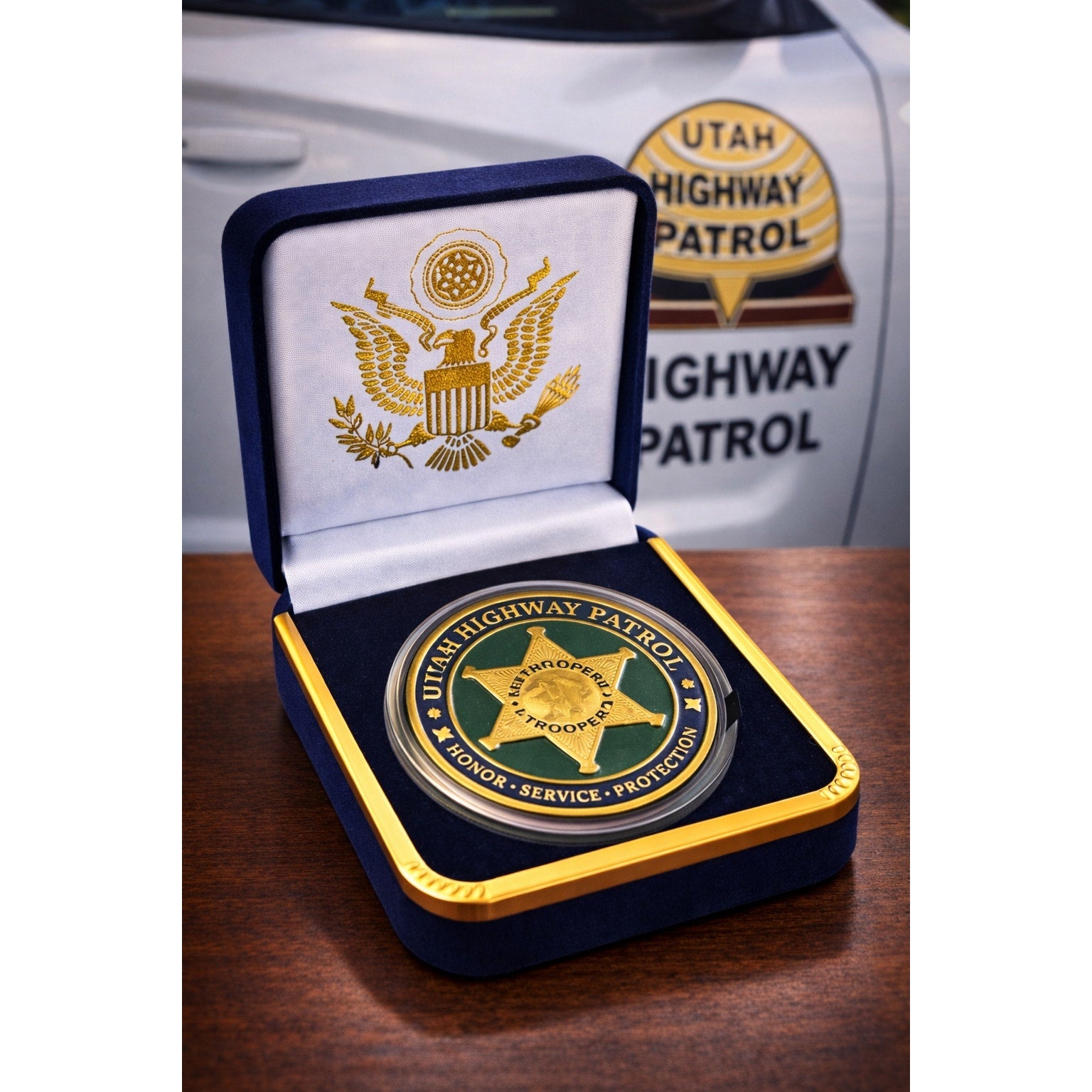 Utah Highway Patrol Challenge Coin With Blue Velvet Case. New! Fast Shipping!