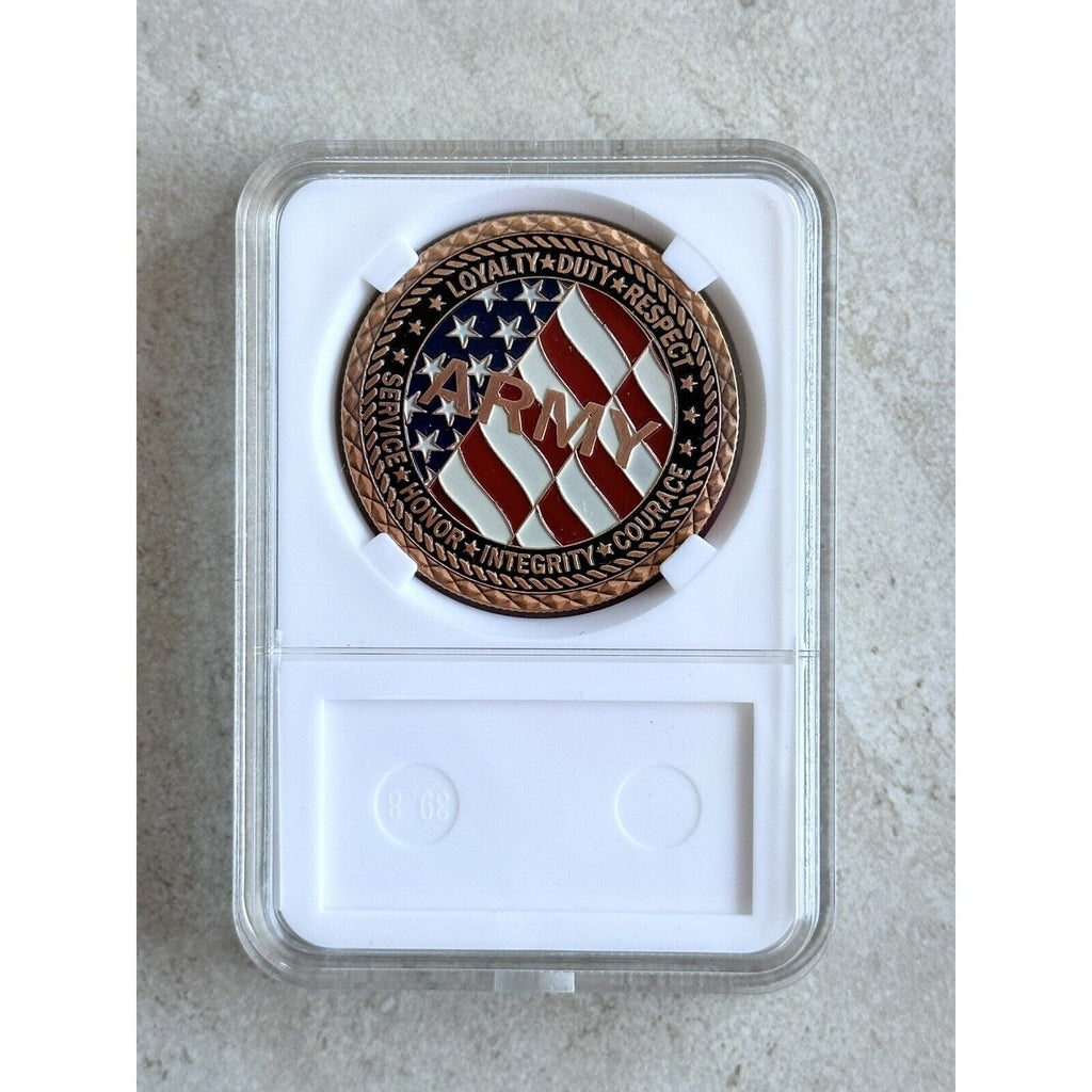 PROUD TO BE ARMY VETERAN - Challenge Coin With case POW - MIA