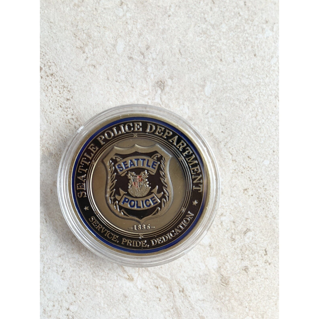 Seattle Washington POLICE DEPARTMENT Bronzed FINISH Challenge w/ Retirement Awar