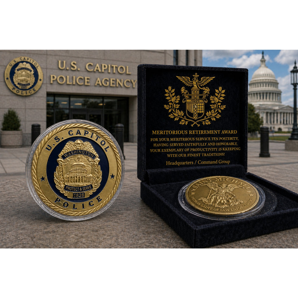 U.S GOV US CAPITOL POLICE Agency Washington DC Coin W/ Retirement Award