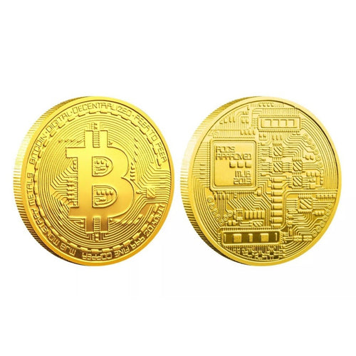 2025 Physical Bitcoin Commemorative Coin Metal Gold Plated Bit Coin Collection