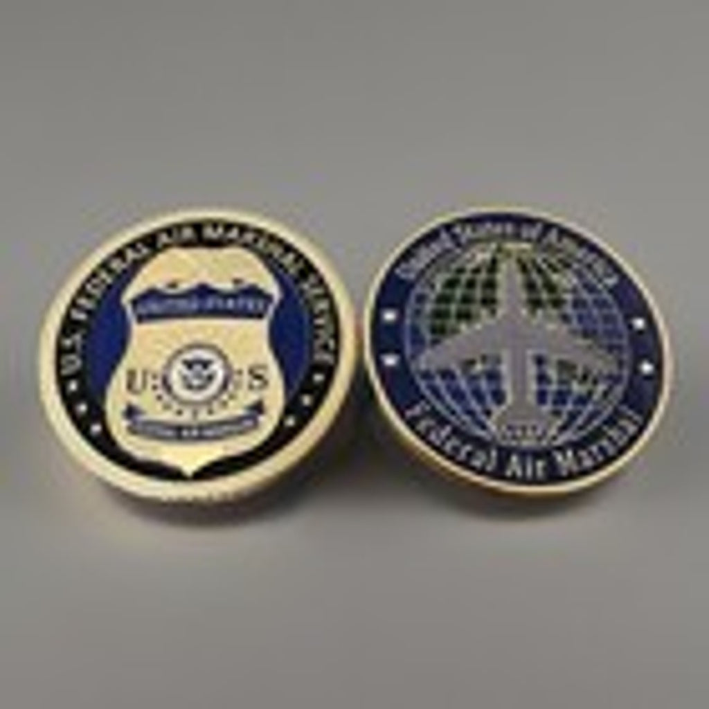 Copied - U S Federal Air Marshal Challenge Coin With Blue Velvet Case. Fast Shipping!