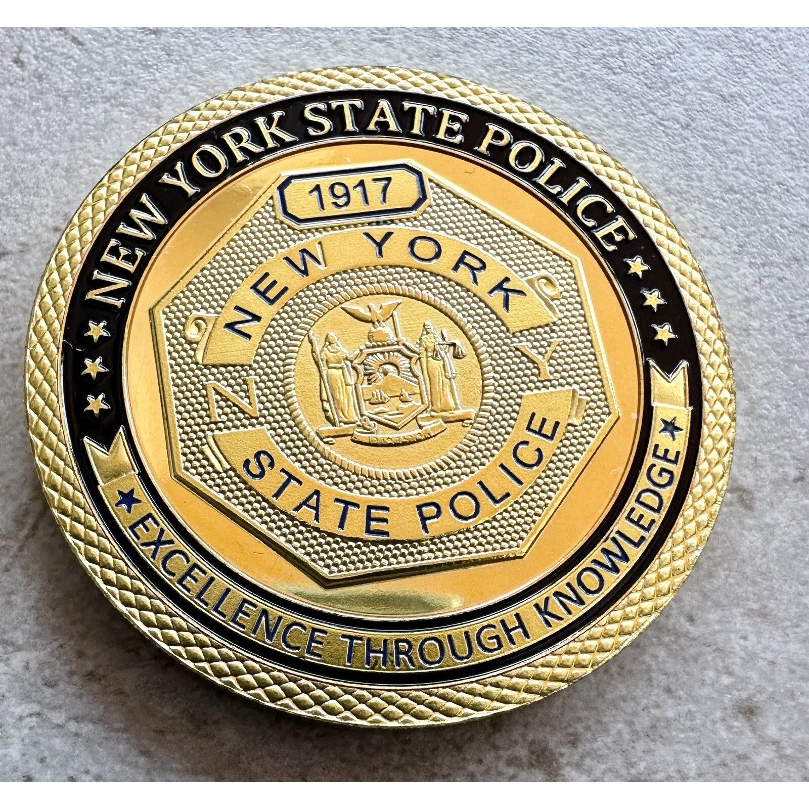NYPD NEW YORK STATE POLICE OFFICER Challenge Coin w/ Retirement Award