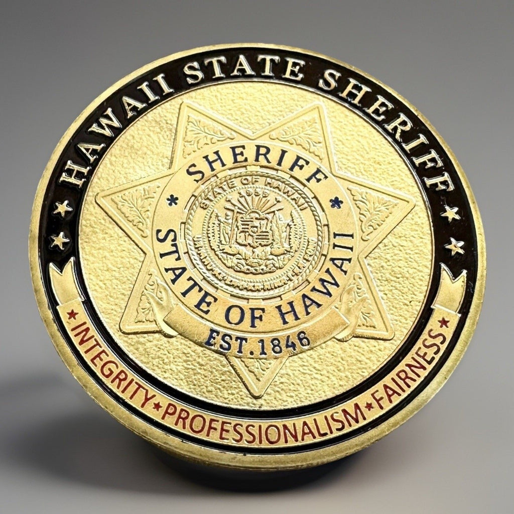 HAWAII STATE SHERIFF Challenge Coin With Blue Velvet Case. Fast Shipping!