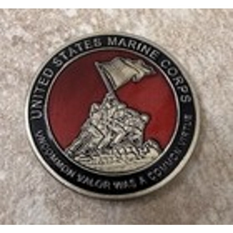 U S Marine Corps "Semper Fidelis" Battle of Iwo Jima Military Coin With Case