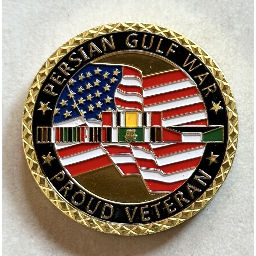 2pcs U.S. Military IRAQ VETERAN Challenge Coin (1990 Gulf War 1990) And Dog Tag