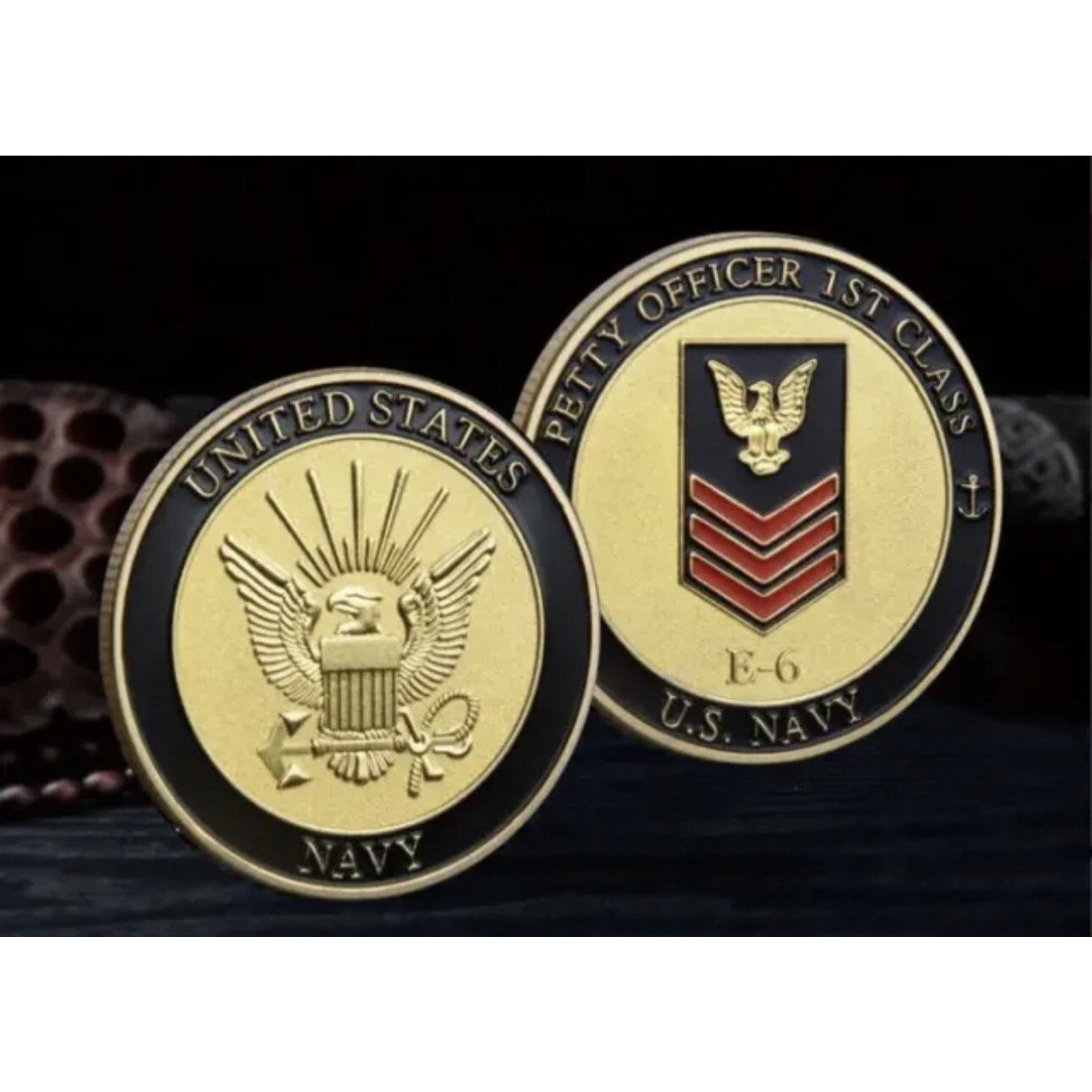 U.S. NAVY COIN: E6 PETTY OFFICER FIRST CLASS w/ Retirement Award