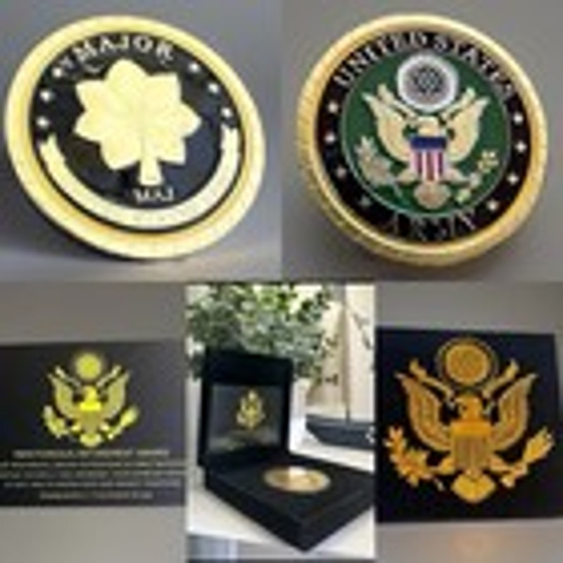 Challenge Coin Army Rank Major Coin USA Army W Presentation Box Retirement Award