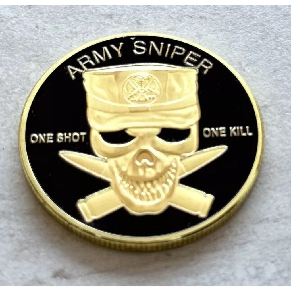2pcs Army Rank Captain O-3 And SNIPER ONE SHOT ONE KILL CHALLENGE COINS