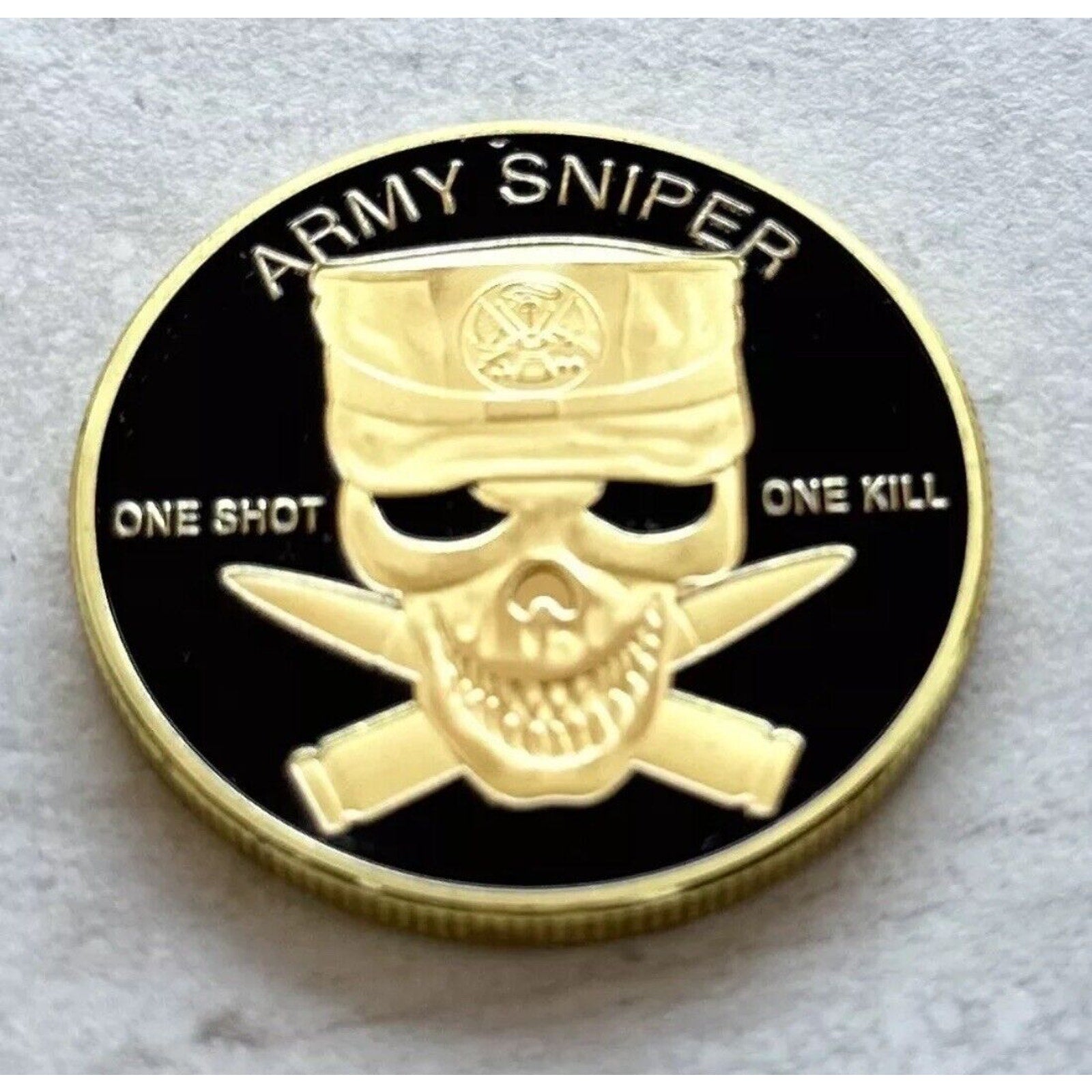 2pcs Army Rank Captain O-3 And SNIPER ONE SHOT ONE KILL CHALLENGE COINS