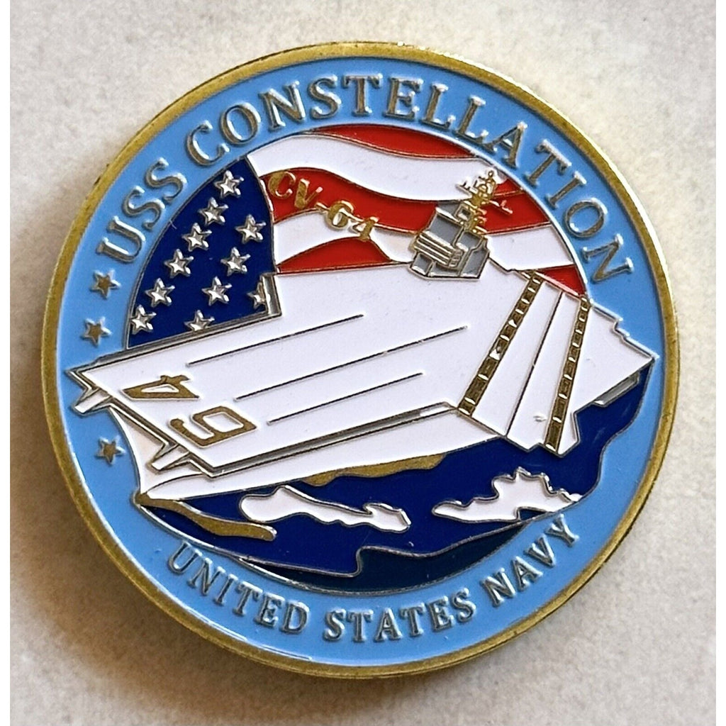US NAVY USS CONSTELLATION CV-64 Challenge Coin With Retirement Award