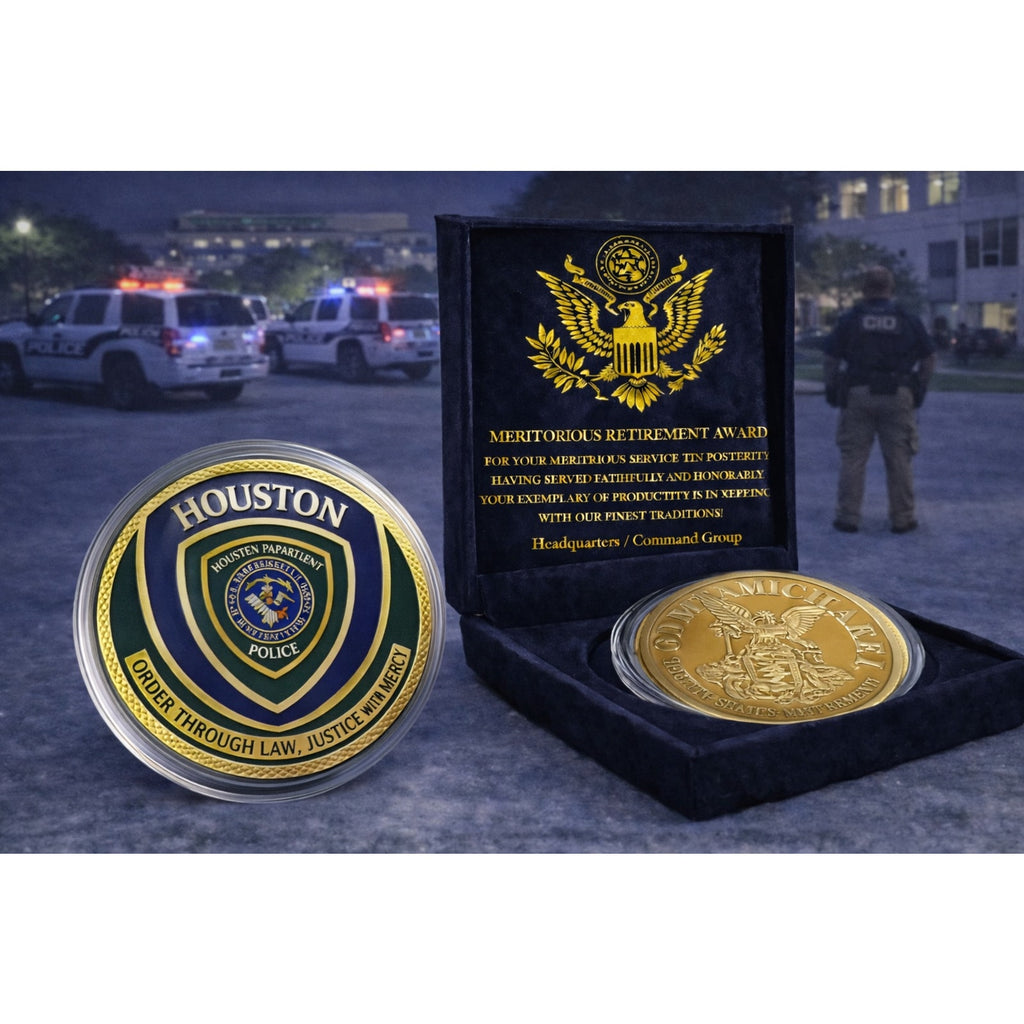 CITY OF HOUSTON Police Dept. Challenge Coin w/Retirement Award