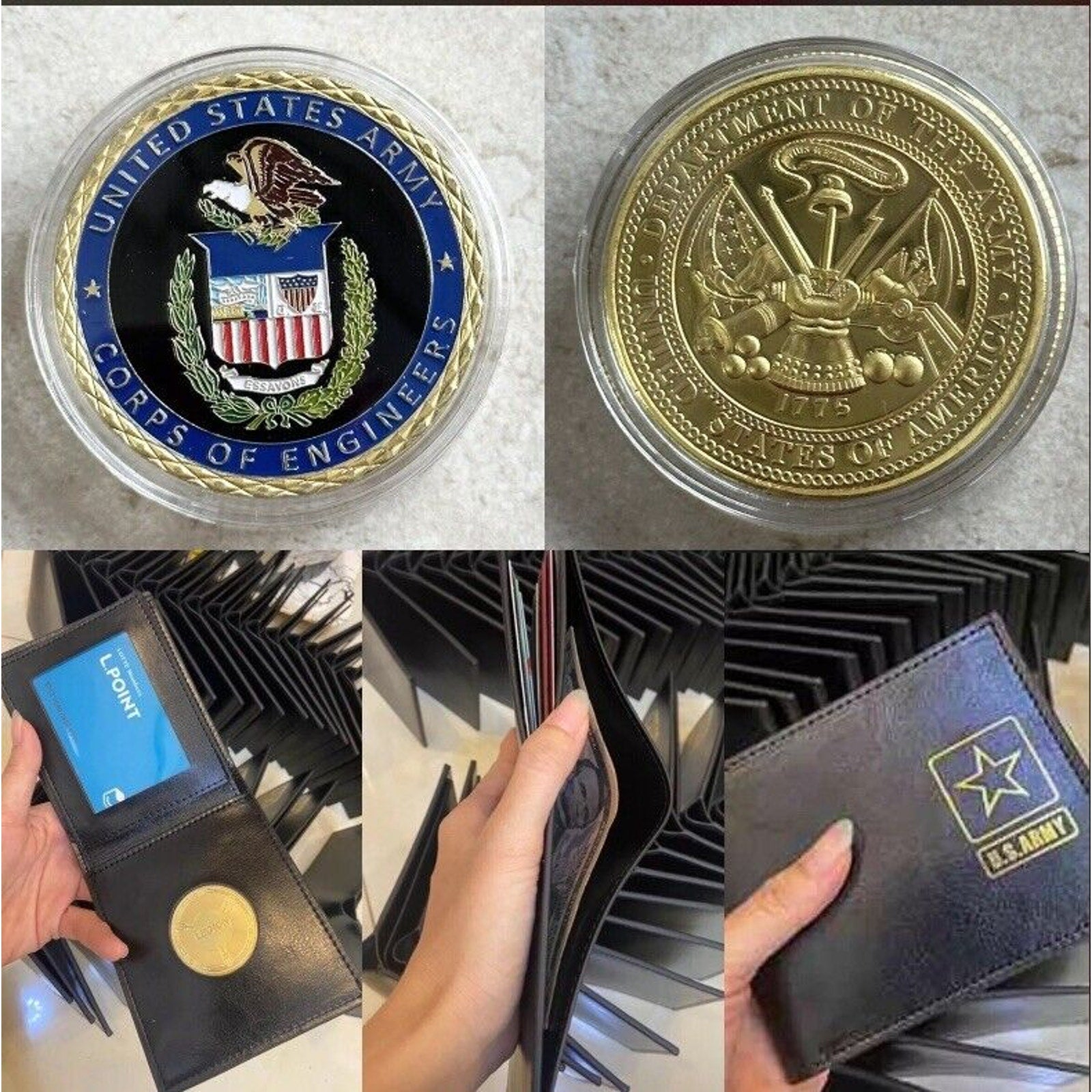 US ARMY Corps of Combat Engineers Branch With Credential coin holder wallet