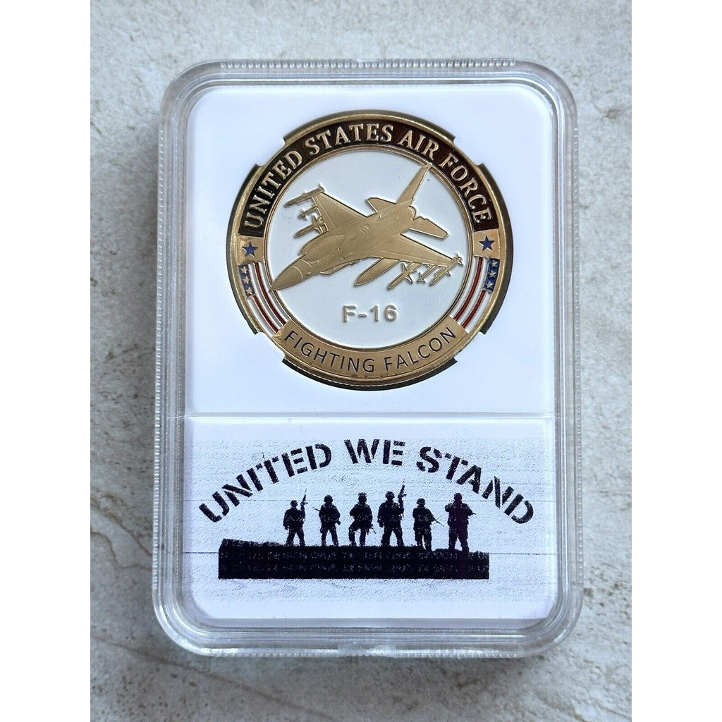 U S AIR FORCE F-16 FIGHTING FALCON Challenge Coin With Beautiful Case