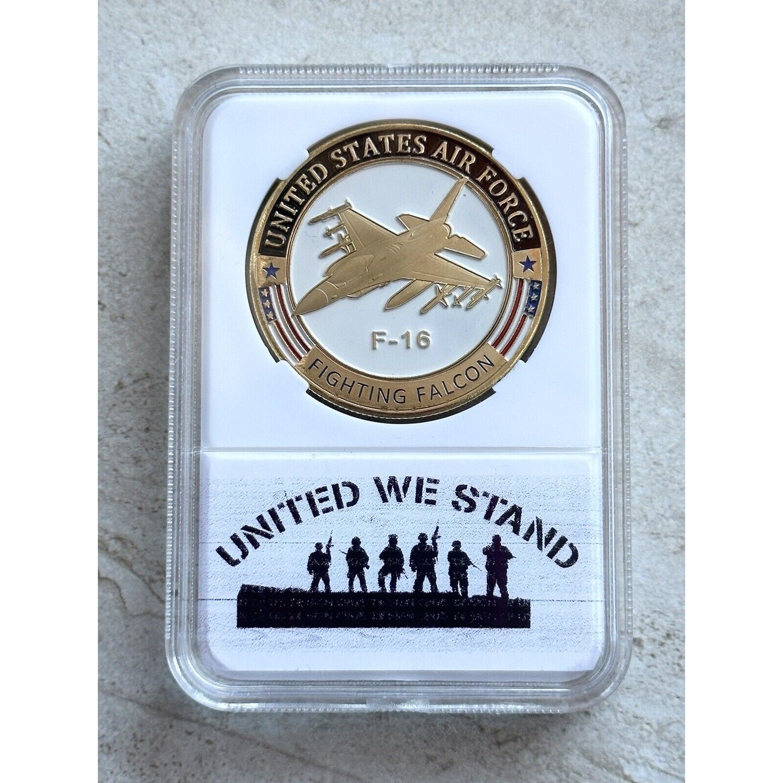 U S AIR FORCE F-16 FIGHTING FALCON Challenge Coin With Beautiful Case