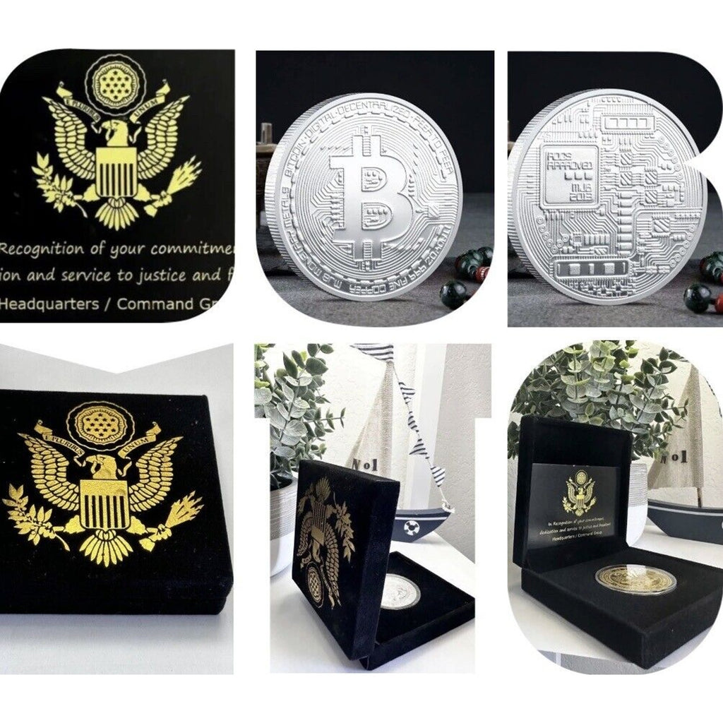 Silver Bitcoin Coins Commemorative Collectors Silver Plate Coin USA