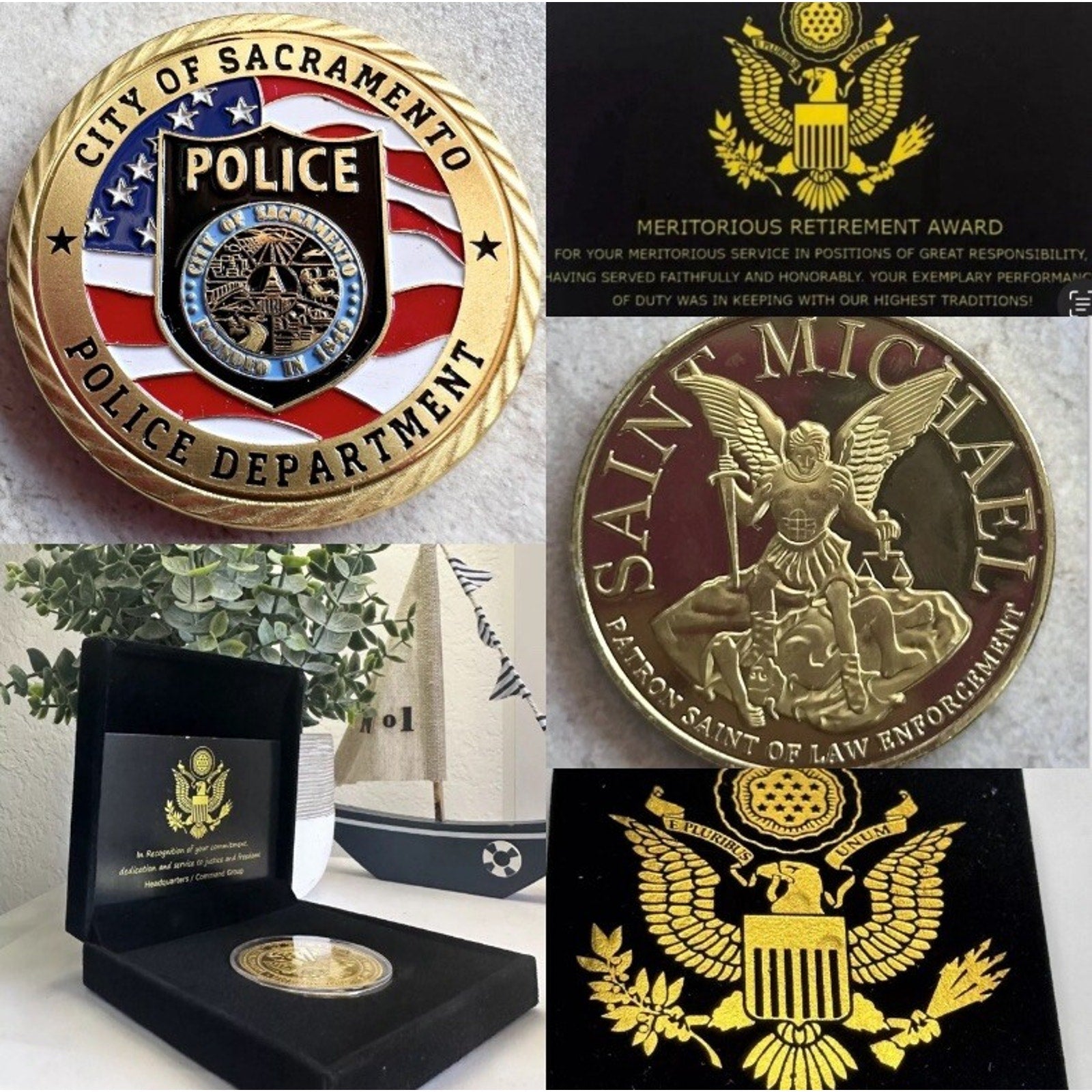 CITY OF SACRAMENTO POLICE DEPT CHALLENGE COIN With Retirement Award