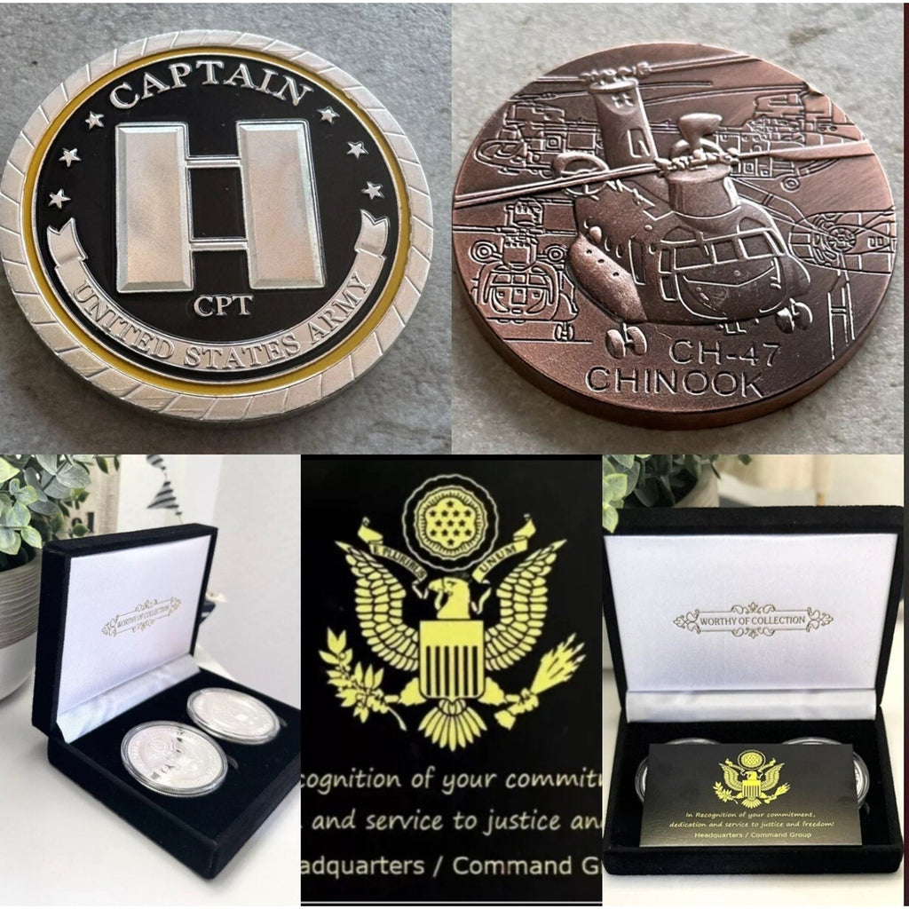 Army Rank Captain O-3 Aviator CH -47 CHINOOK Helicopter Aircraft COIN