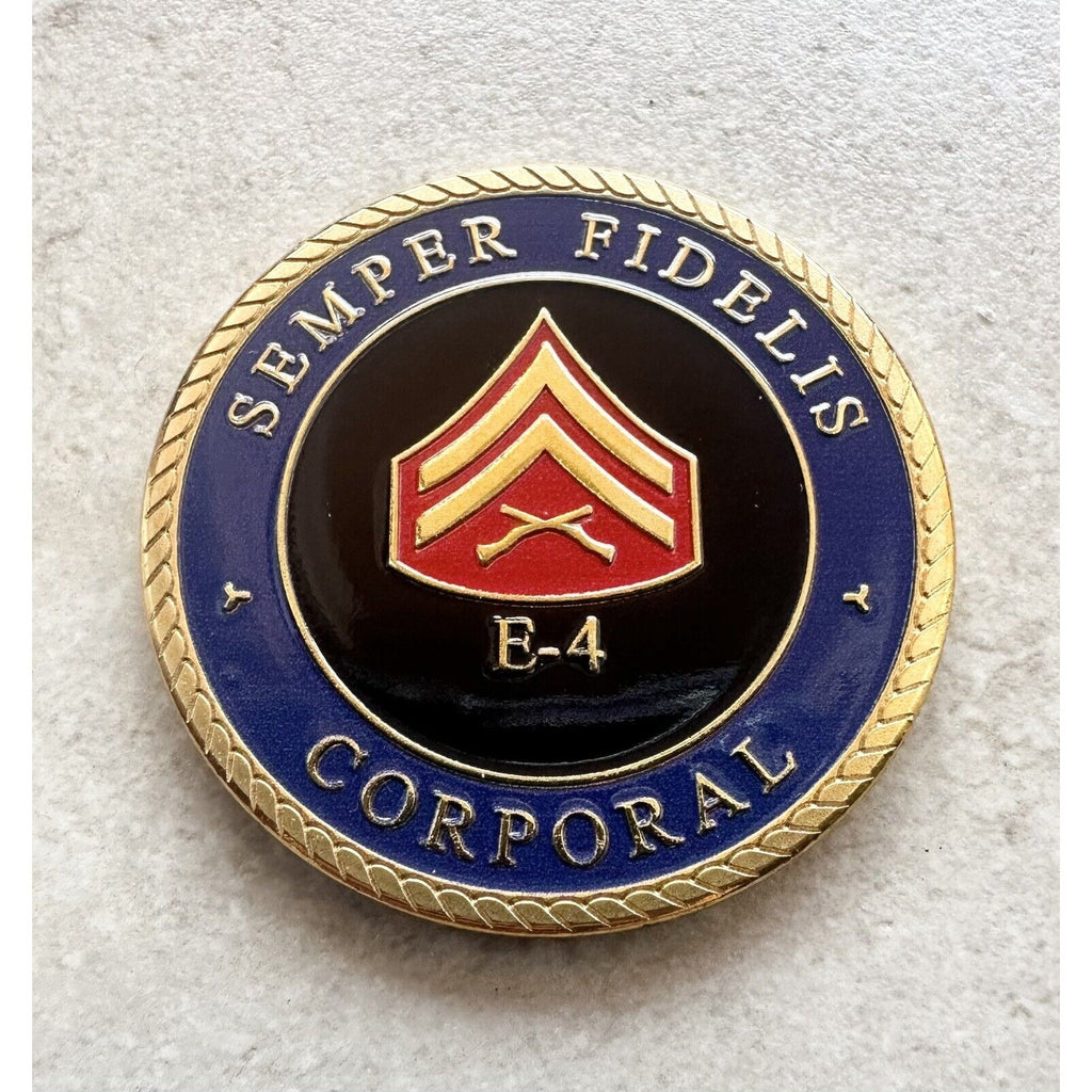 U.S. Marine Corps Semper Fidelis E-4 Corporal Challenge Coin With Case.