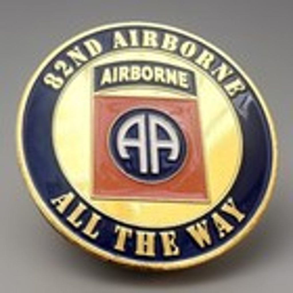 Copied - US ARMY 82nd Airborne Division "All The Way" Challenge Coin W Blue Velvet Case