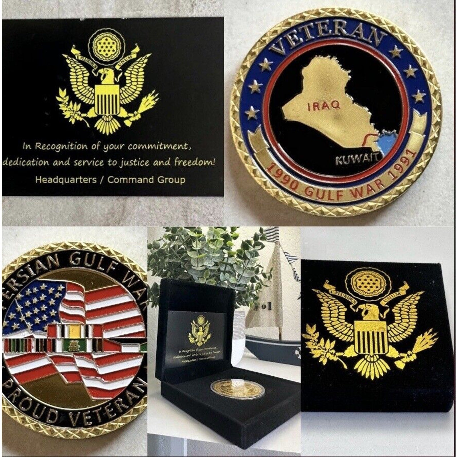 IRAQ VETERAN (1990 Gulf War 1990) Come With Beautiful Velvet Case US ARMY