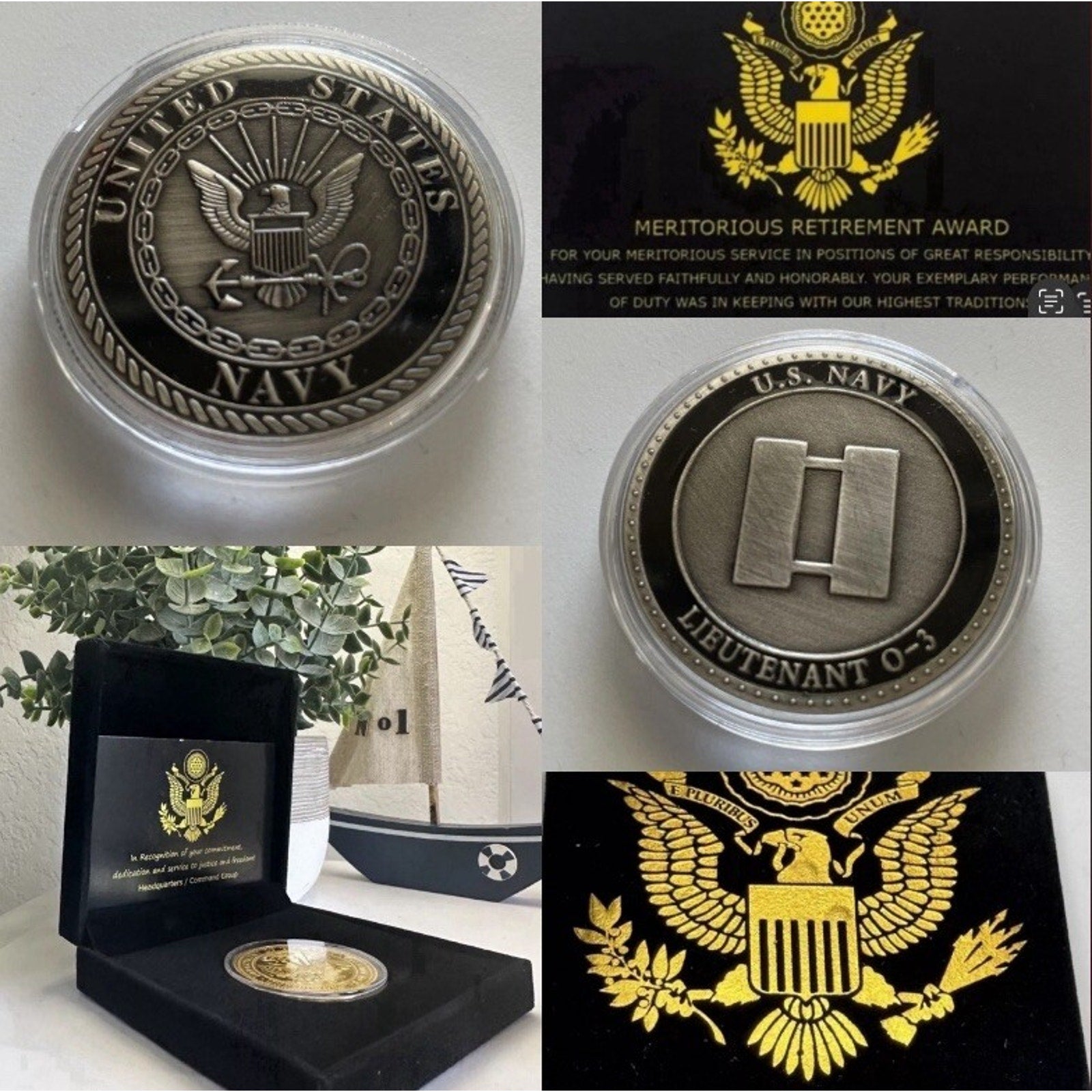 US NAVY LIEUTENANT 0-3 COIN PROMOTION GIFT With Retirement Award