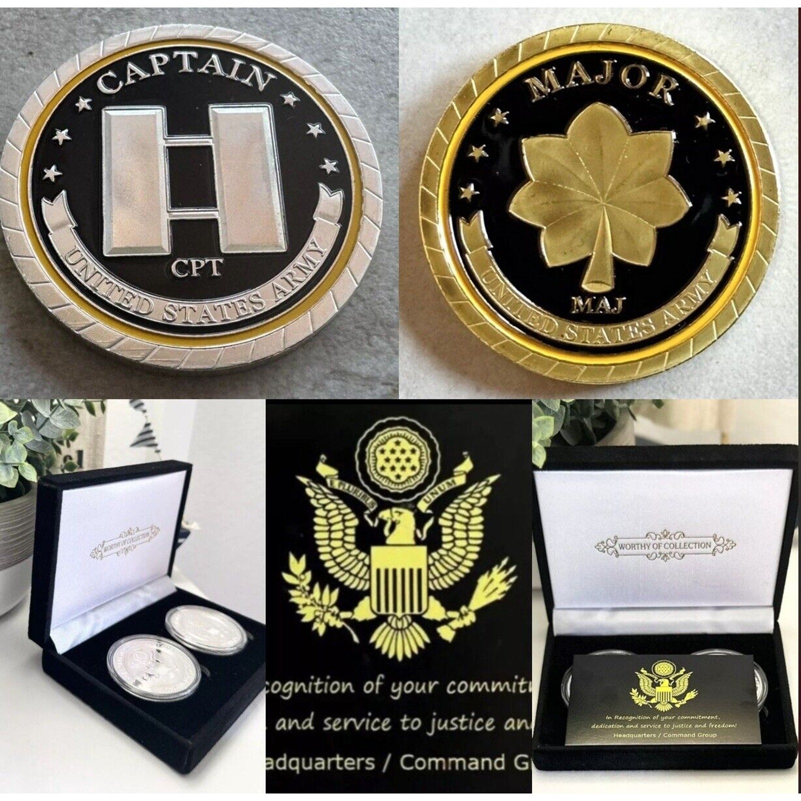2pcs Army Rank Captain O-3 And RANK MAJOR CHALLENGE COIN