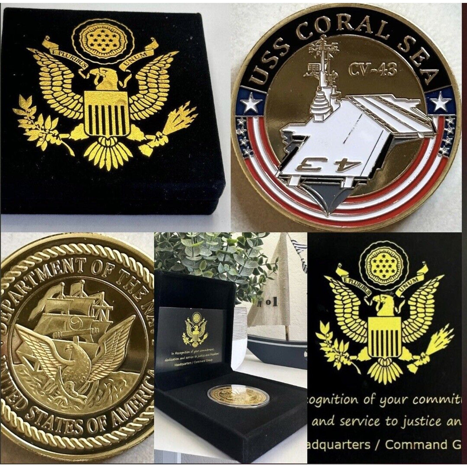 US NAVY - USS CORAL SEA CV-43 Challenge Coin USA