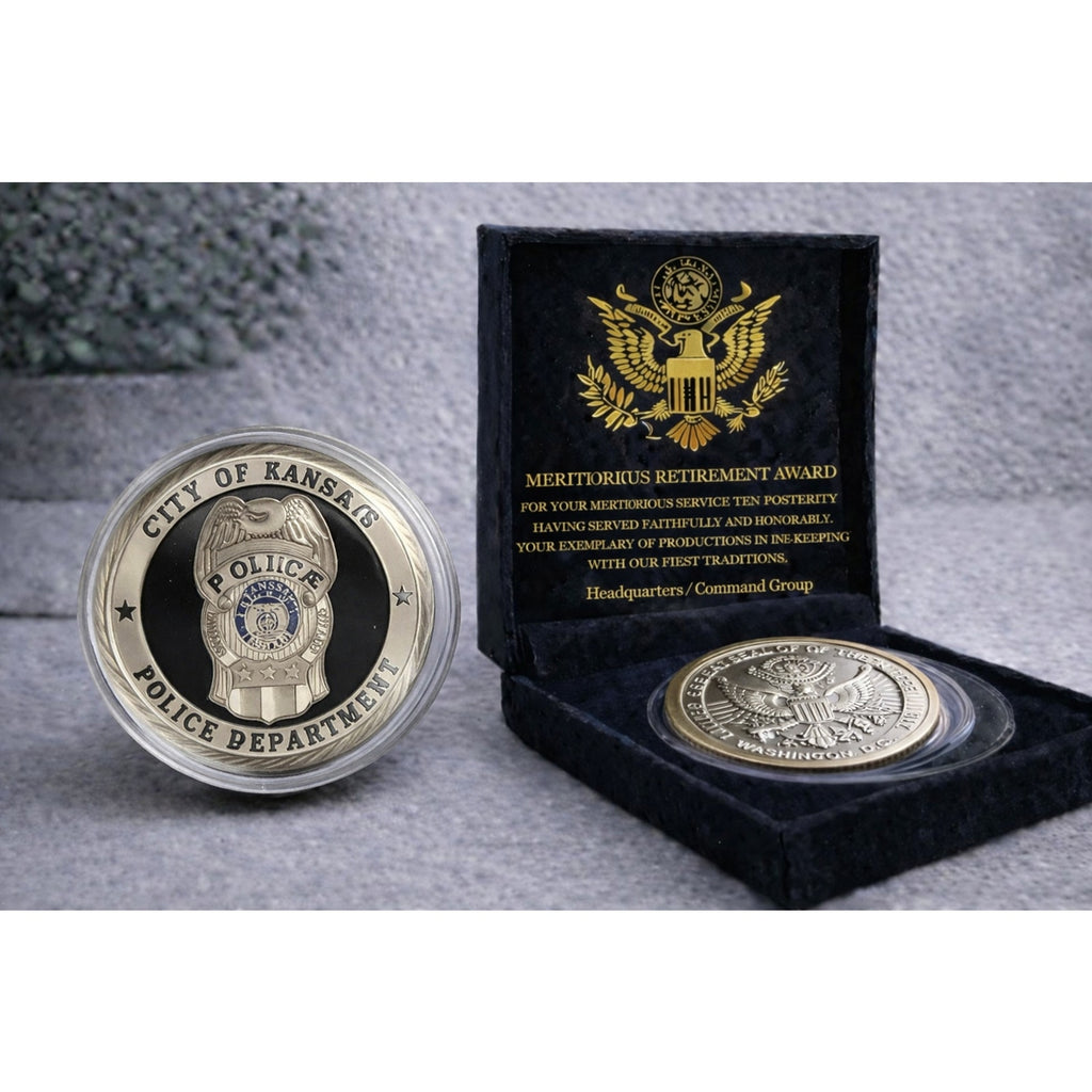 City of Kansas PD Police Department Agent Challenge Coin w/ Retirement Award