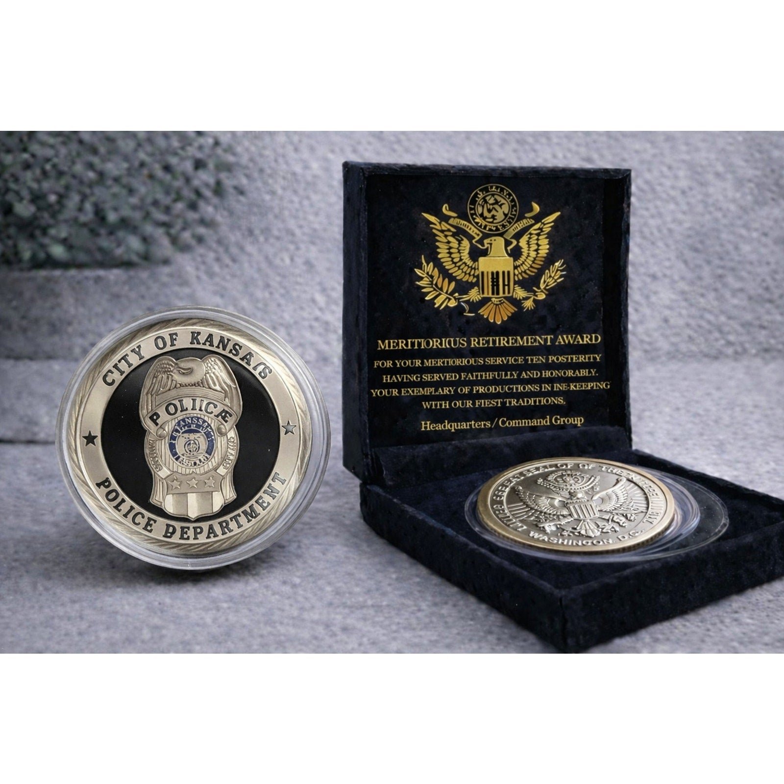 City of Kansas PD Police Department Agent Challenge Coin w/ Retirement Award