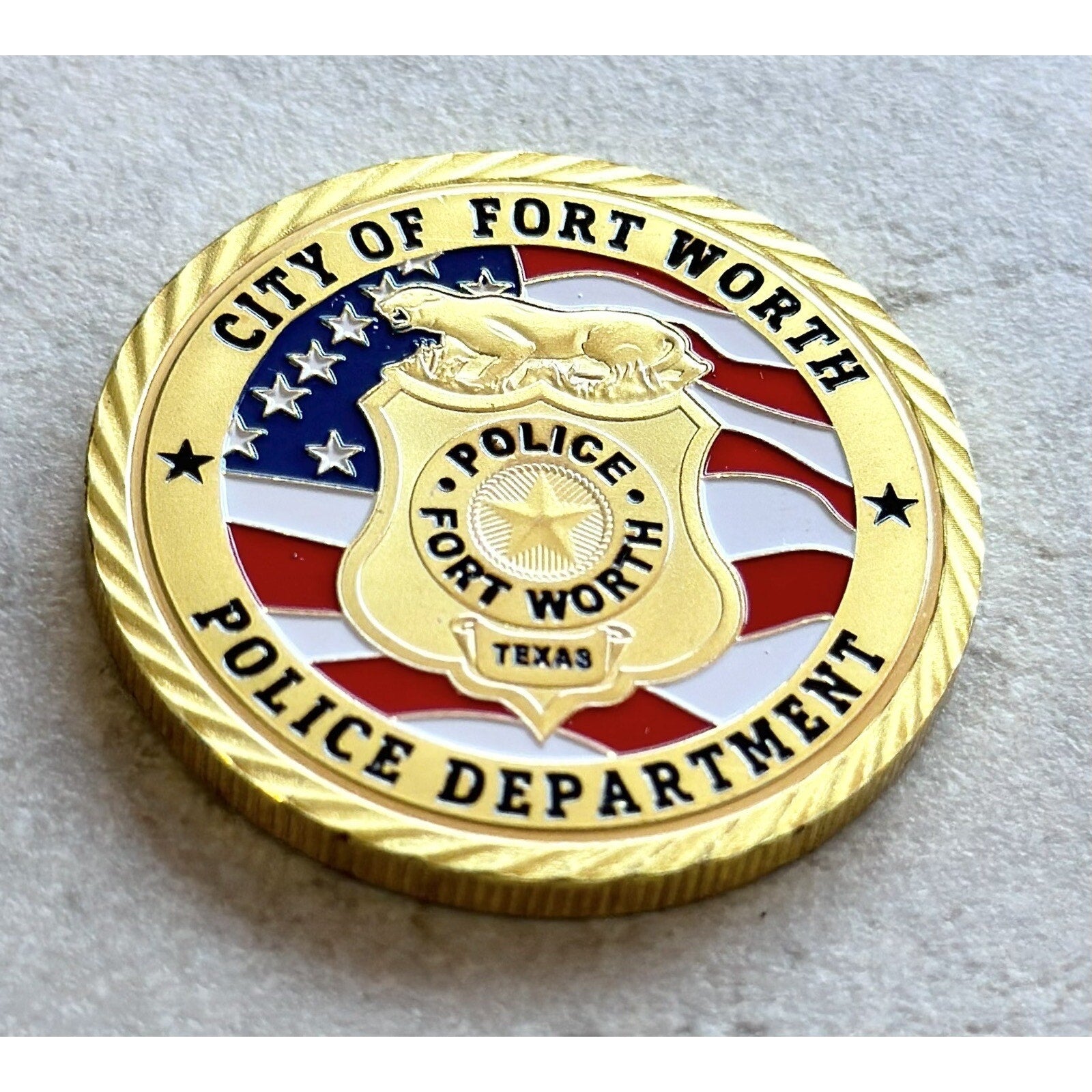 CITY OF FORT WORTH POLICE Dept Challenge Coin With Retirement Award