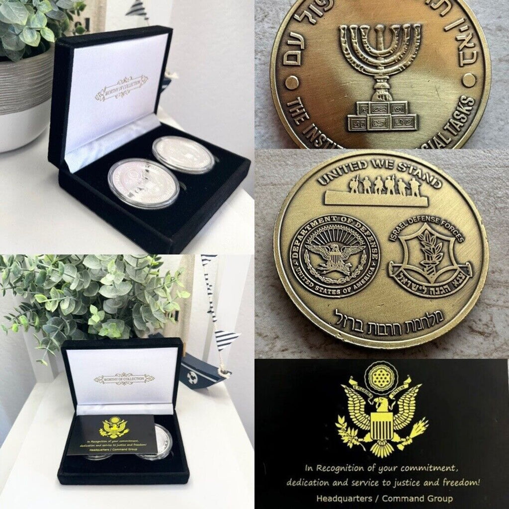 Set Of 2 Coins DoD US Israel Army IDF Military & Intelligence Mossad CIA Coin