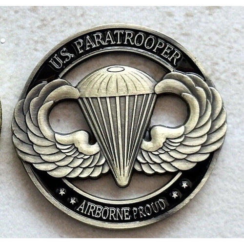 82nd Airborne Division U.S. Army Challenge Coin W Jump Wings Badge Paratrooper
